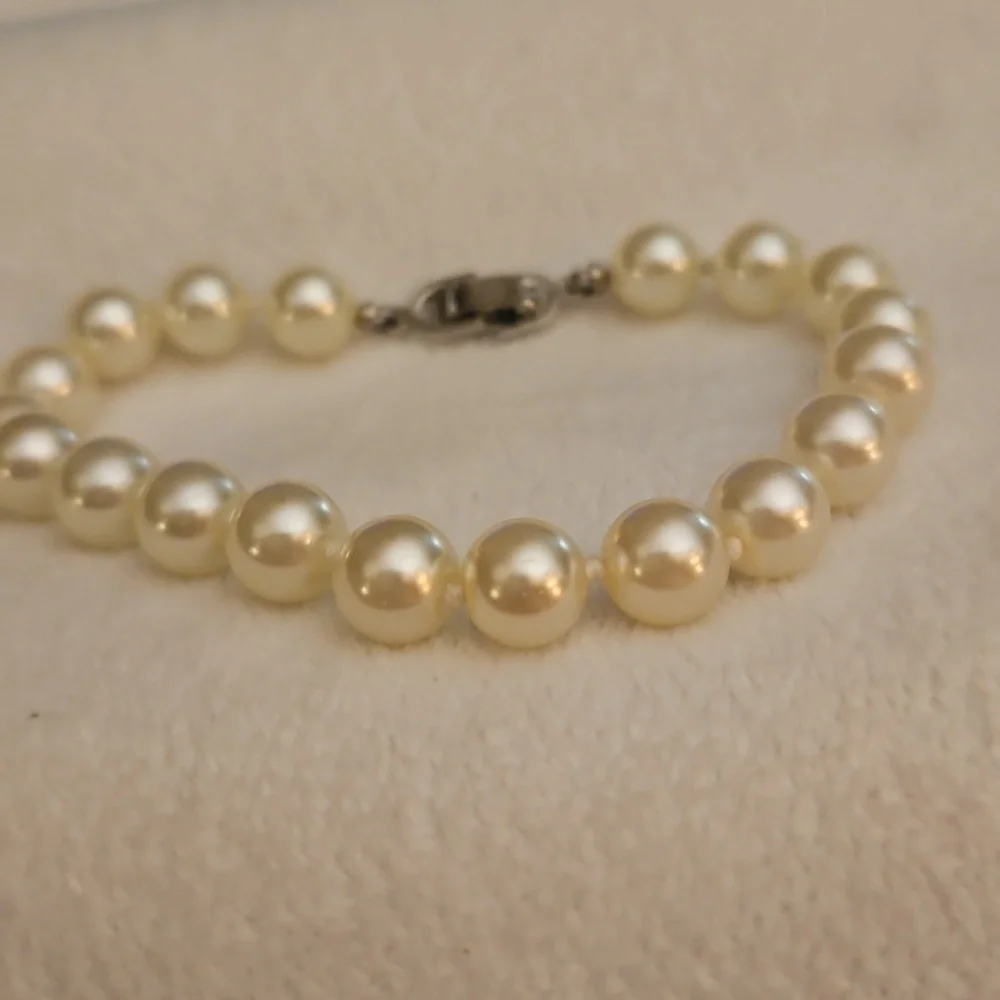 Vtg Elegant White Glass Pearl Knot Beaded Bridal Bracelet